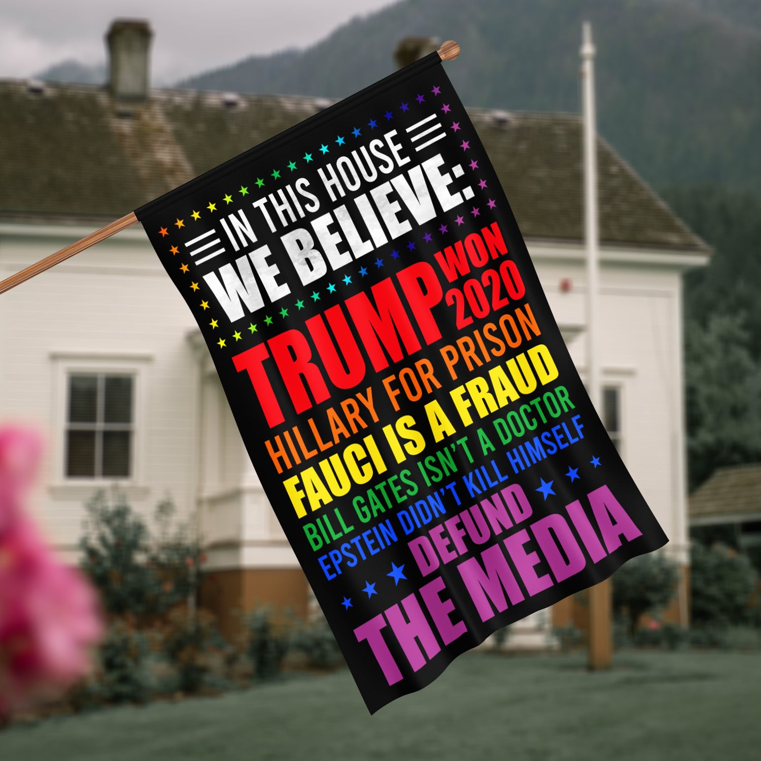 4KT. In This House Trump Won (lgbt) (2) House Flag Mockup 4