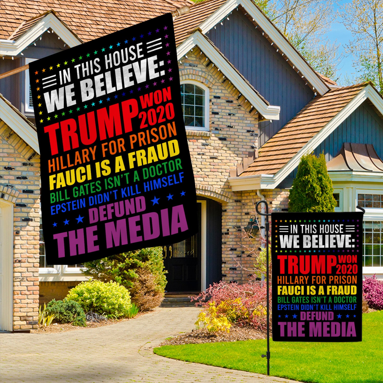 4KT. In This House Trump Won (lgbt) (2) Garden & House Mockup 3