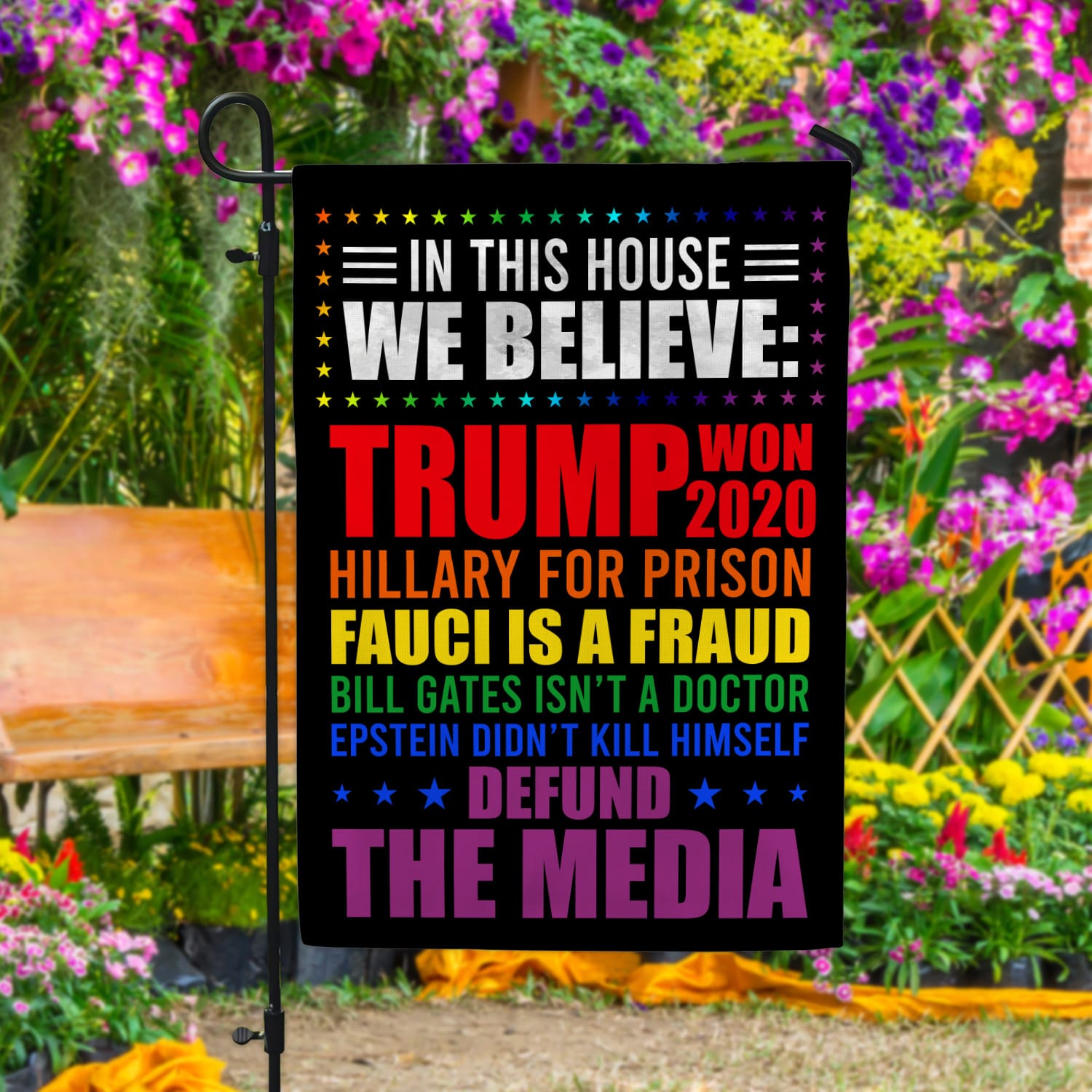 4KT. In This House Trump Won (lgbt) (2) Garden Flag Mockup 4