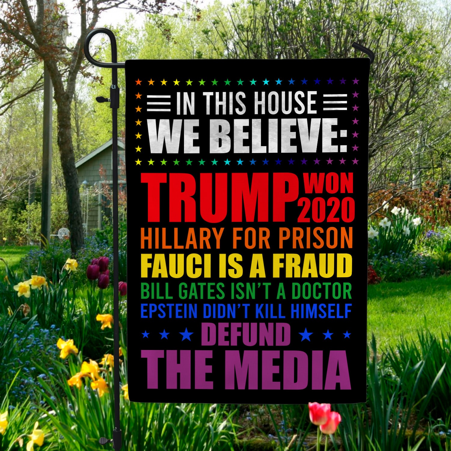 4KT. In This House Trump Won (lgbt) (2) Garden Flag Mockup 5
