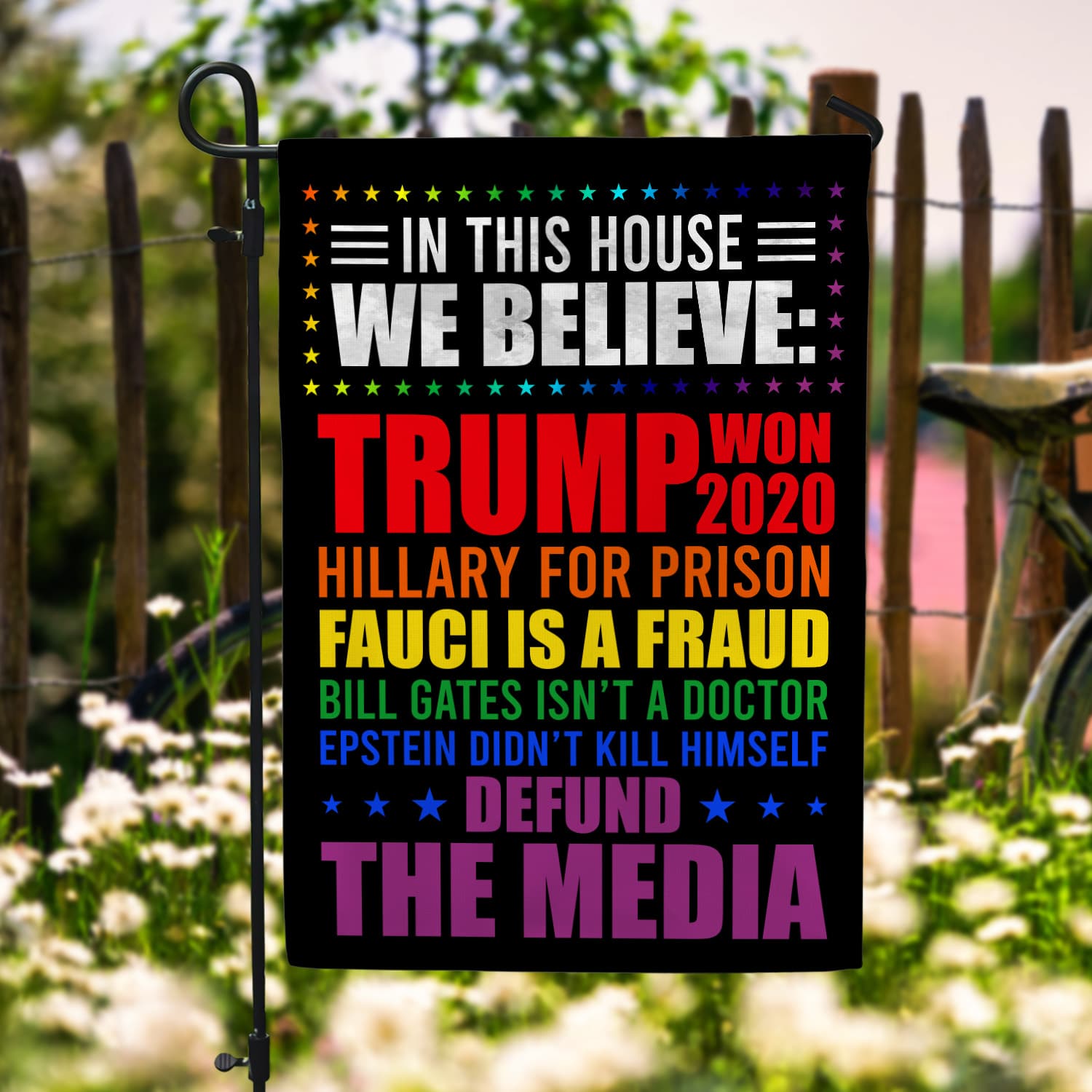 4KT. In This House Trump Won (lgbt) (2) Garden Flag Mockup 6