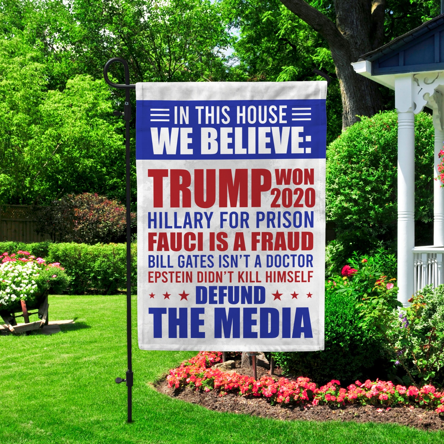 4KT. In This House Trump Won (2) Garden Flag Mockup 2