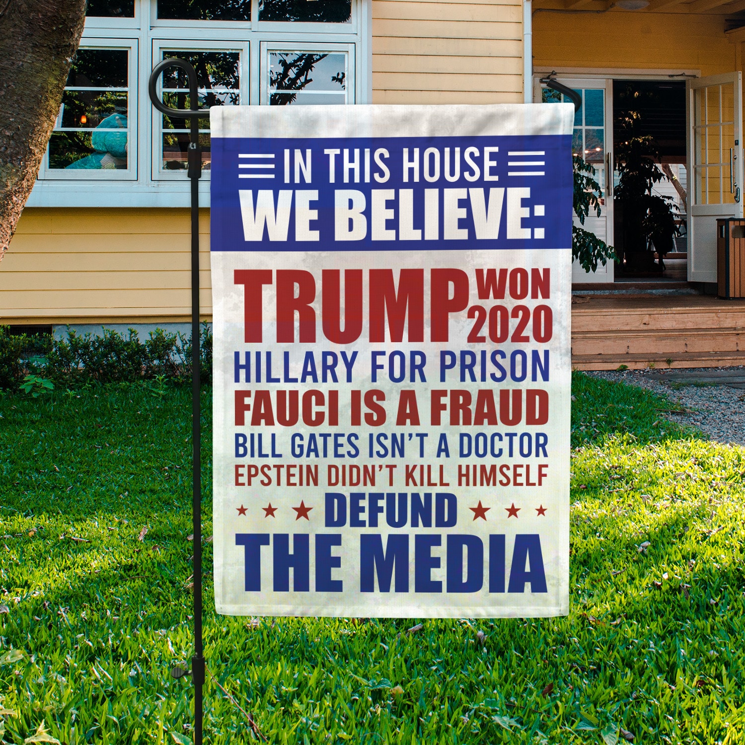 4KT. In This House Trump Won (2) Garden Flag Mockup 3