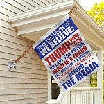 Patriot American In This House We Believe Trump Won 2024 Garden House Flag - Hillary Prison Fauci Fraud Flag