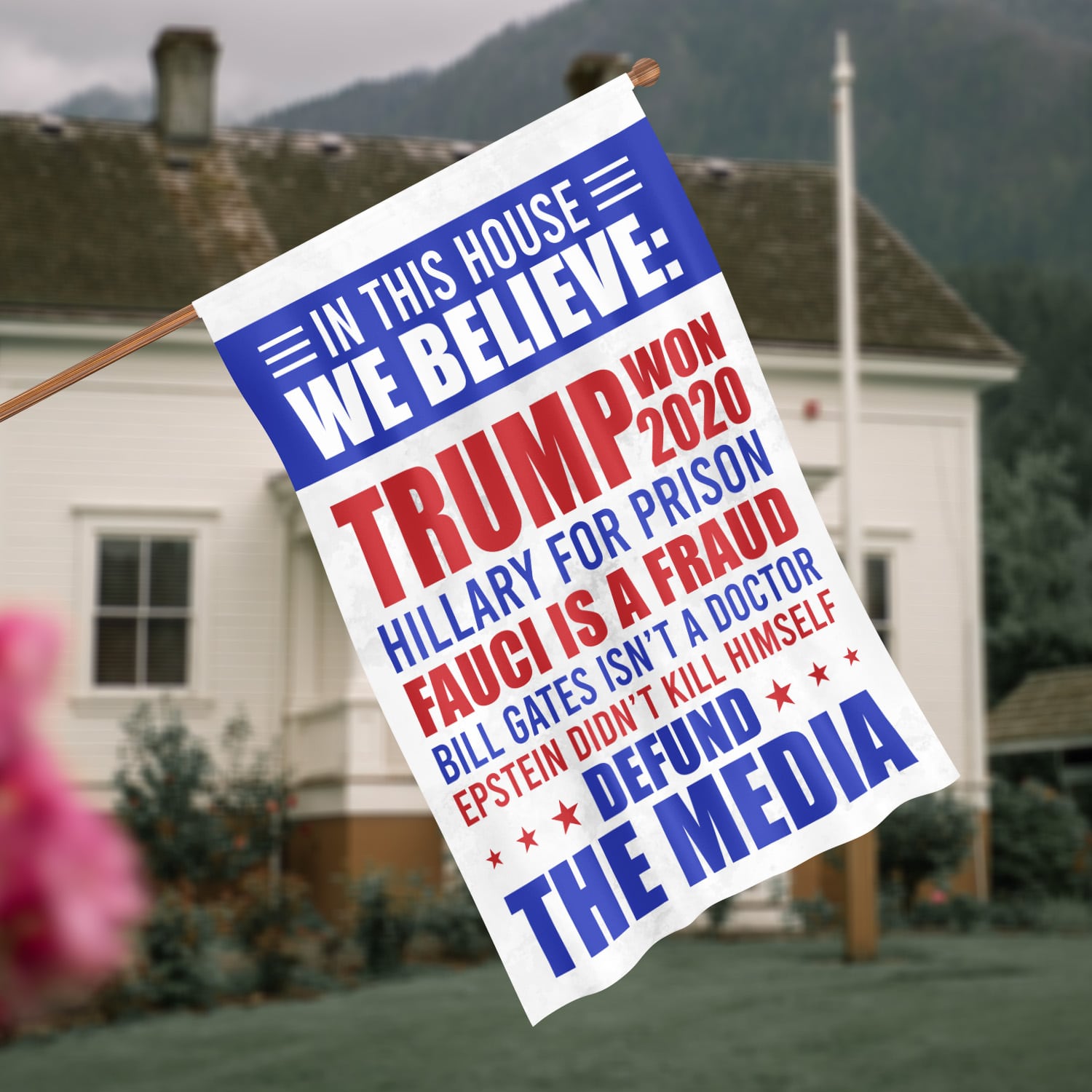 4KT. In This House Trump Won (2) House Flag Mockup 4