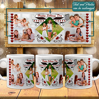 Personalized Photo Family Holiday Ceramic Coffee Mug - Beer Stein - Water Bottle - Color Changing Mug