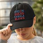 Biden Sucks Kamala Blows Twill Cap - High-Profile Snapback Hat - Trucker Hat