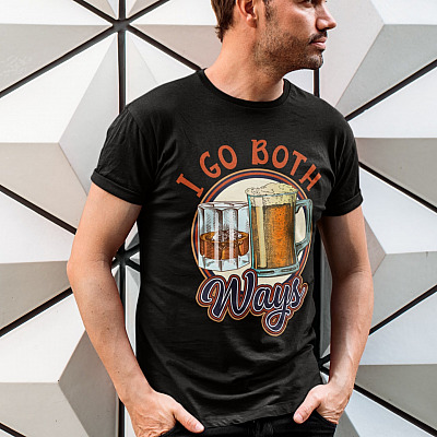 Alternative view of I Go Both Ways Bourbon And Beer T-Shirt - V-Neck Shirt