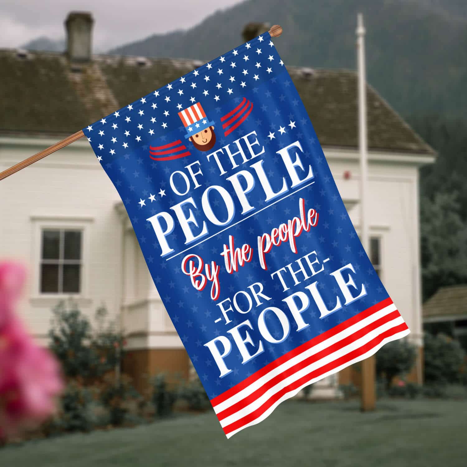 8HV. For The People (4) House Flag Mockup 4