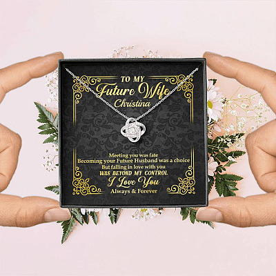 Personalized to My Future Wife Meeting You Was Fate Love Knot Pendant Necklace