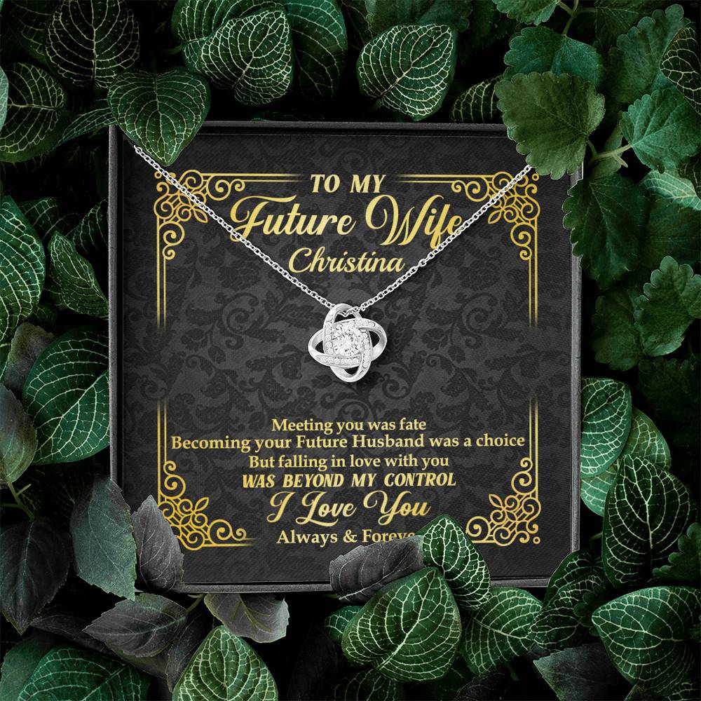 Personalized to My Future Wife Meeting You Was Fate Love Knot Pendant Necklace Personalized to My Future Wife Meeting You Was Fate Love Knot Pendant Necklace