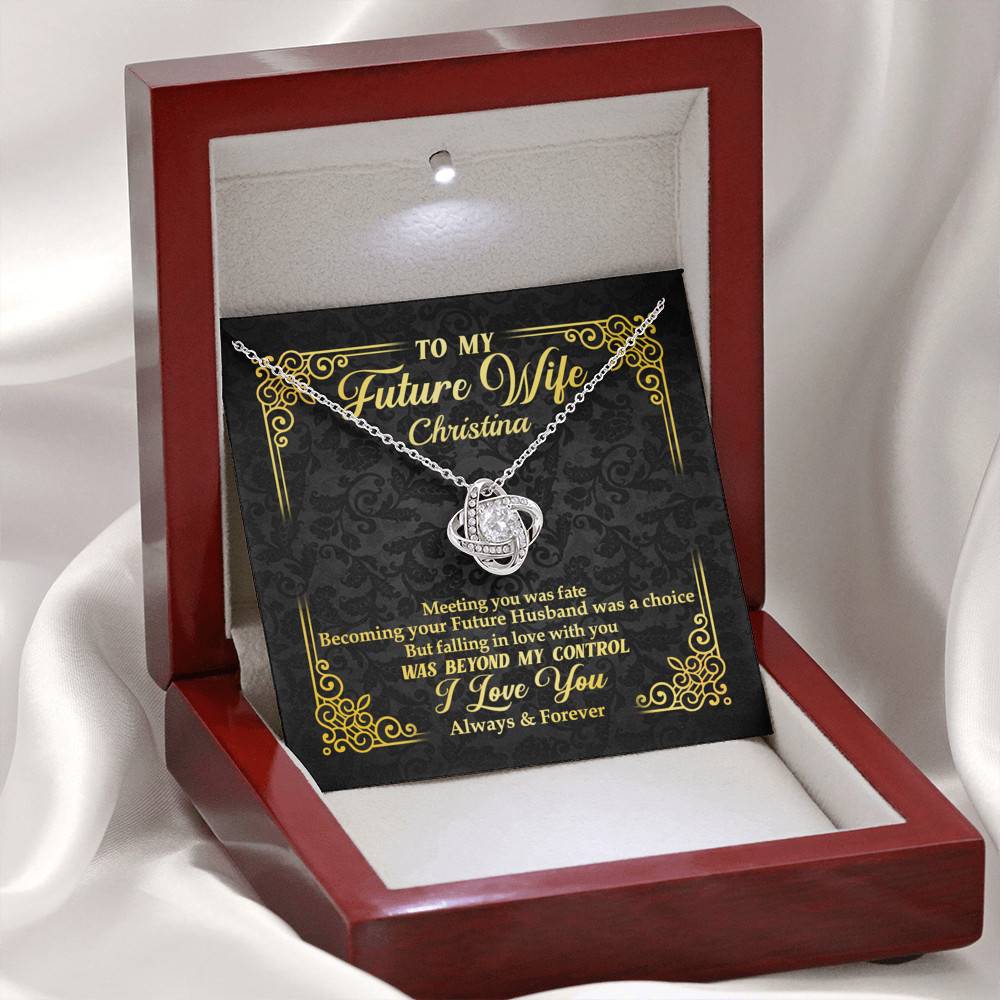 Personalized to My Future Wife Meeting You Was Fate Love Knot Pendant Necklace Personalized to My Future Wife Meeting You Was Fate Love Knot Pendant Necklace