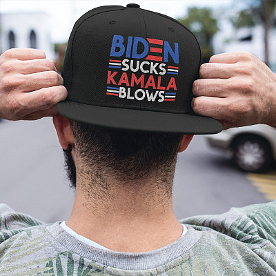 Biden Sucks Kamala Blows Twill Cap - High-Profile Snapback Hat