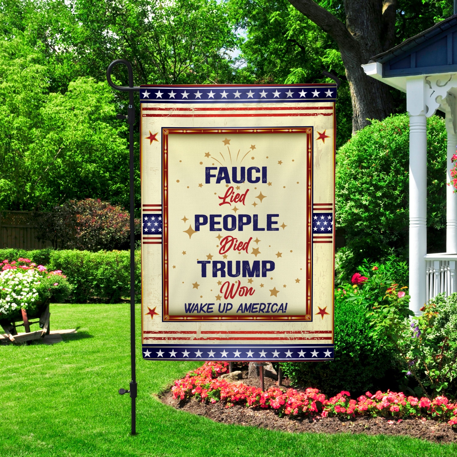 5KT. Fauci Lied Trump Won Wake Up Garden Flag Mockup 2