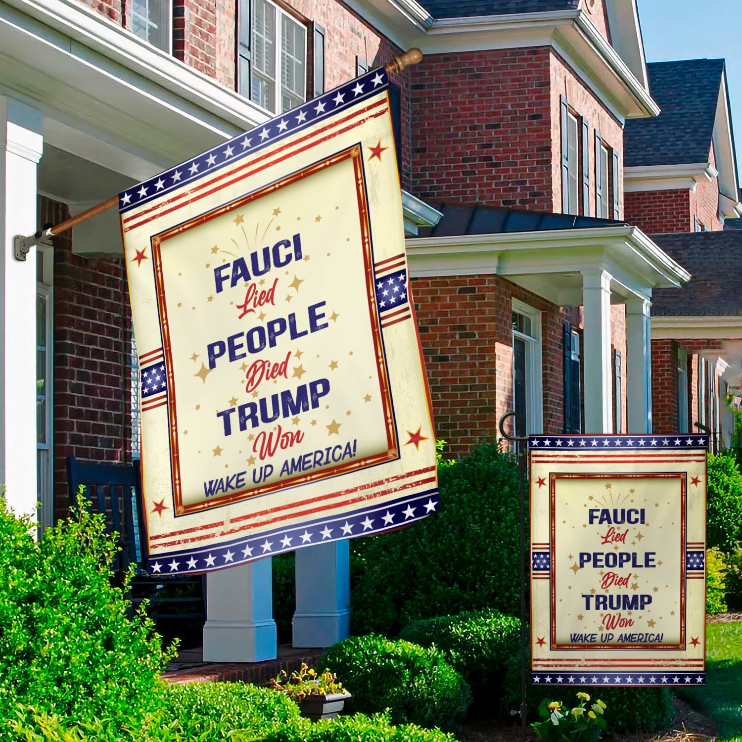 5KT. Fauci Lied Trump Won Wake Up Garden & House Mockup 2