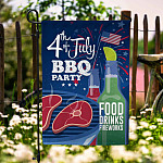 Happy 4th Of July BBQ Party With Foods Drinks And Fireworks Garden Flag - House Flag - Wall Flag