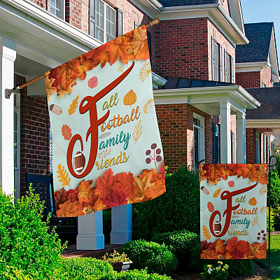 Alternative view of Fall Football Family Friends Welcome Fall Season Garden Flag - House Flag - Wall Flag