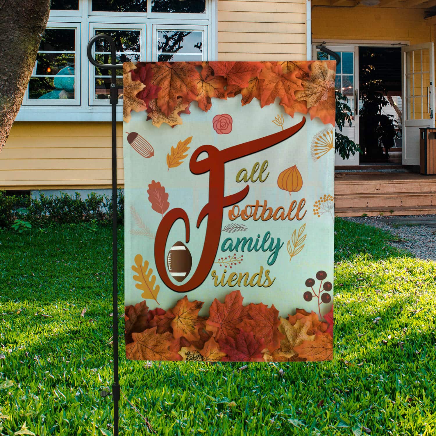 8HV. Fall Family Football Garden Flag Mockup 3