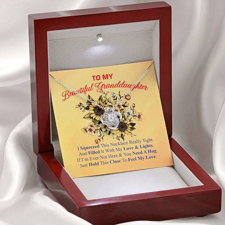 To My Beautiful Granddaughter I Squeezed This Necklace Really Tight Love Knot Necklace - Gift For Granddaughter