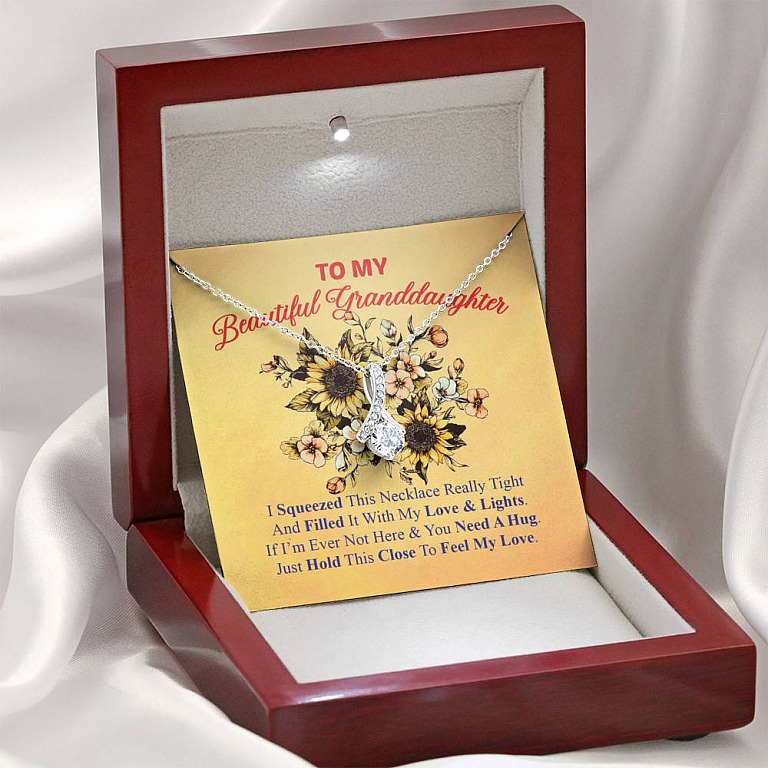 To My Beautiful Granddaughter I Squeezed This Necklace Really Tight Alluring Beauty Pendant Necklace