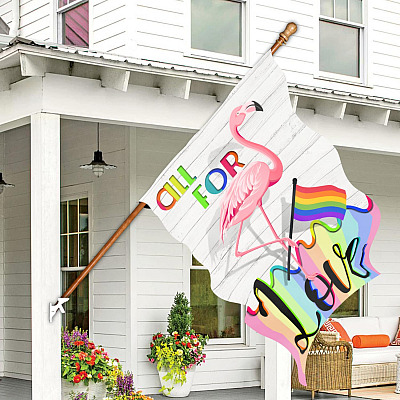 Alternative view of Flamingo All For Love LGBT Decorative Garden Flag - House Flag - LGBT Flag