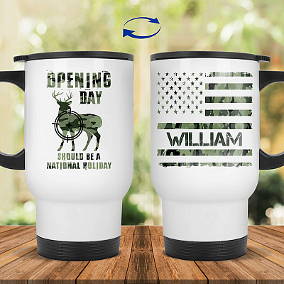 14 oz. White Travel Mug