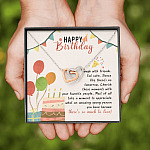Happy Birthday Laugh With Friends Eat Cake There's So Much To Love Interlocking Hearts Pendant Necklace Happy Birthday Laugh With Friends Eat Cake There's So Much To Love Interlocking Hearts Pendant Necklace