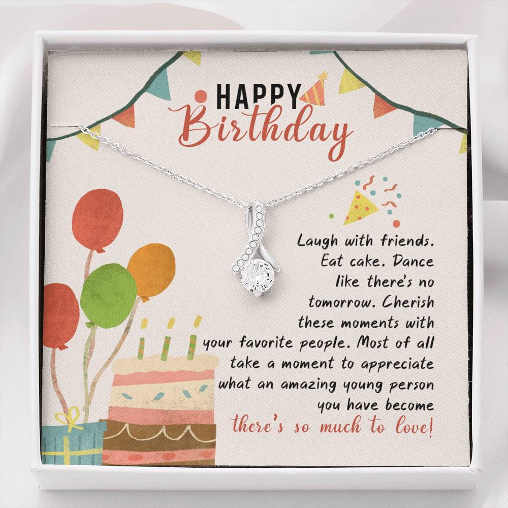 Happy Birthday Laugh With Friends Eat Cake There's So Much To Love Alluring Beauty Necklace - Birthday Gifts - Alluring Beauty Necklace