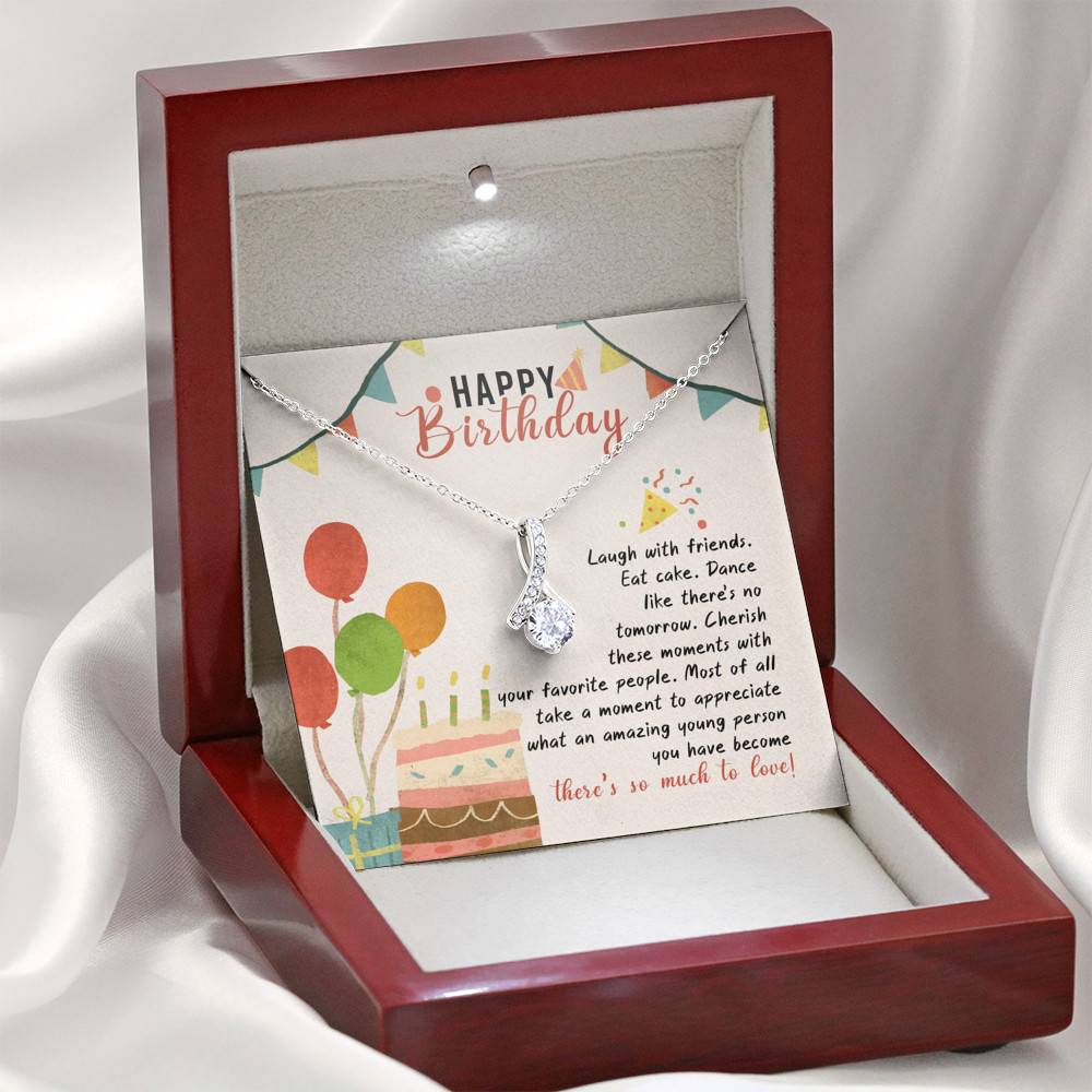 Happy Birthday Laugh With Friends Eat Cake There's So Much To Love Alluring Beauty Necklace - Birthday Gifts