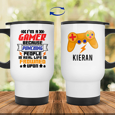 14 oz. White Travel Mug