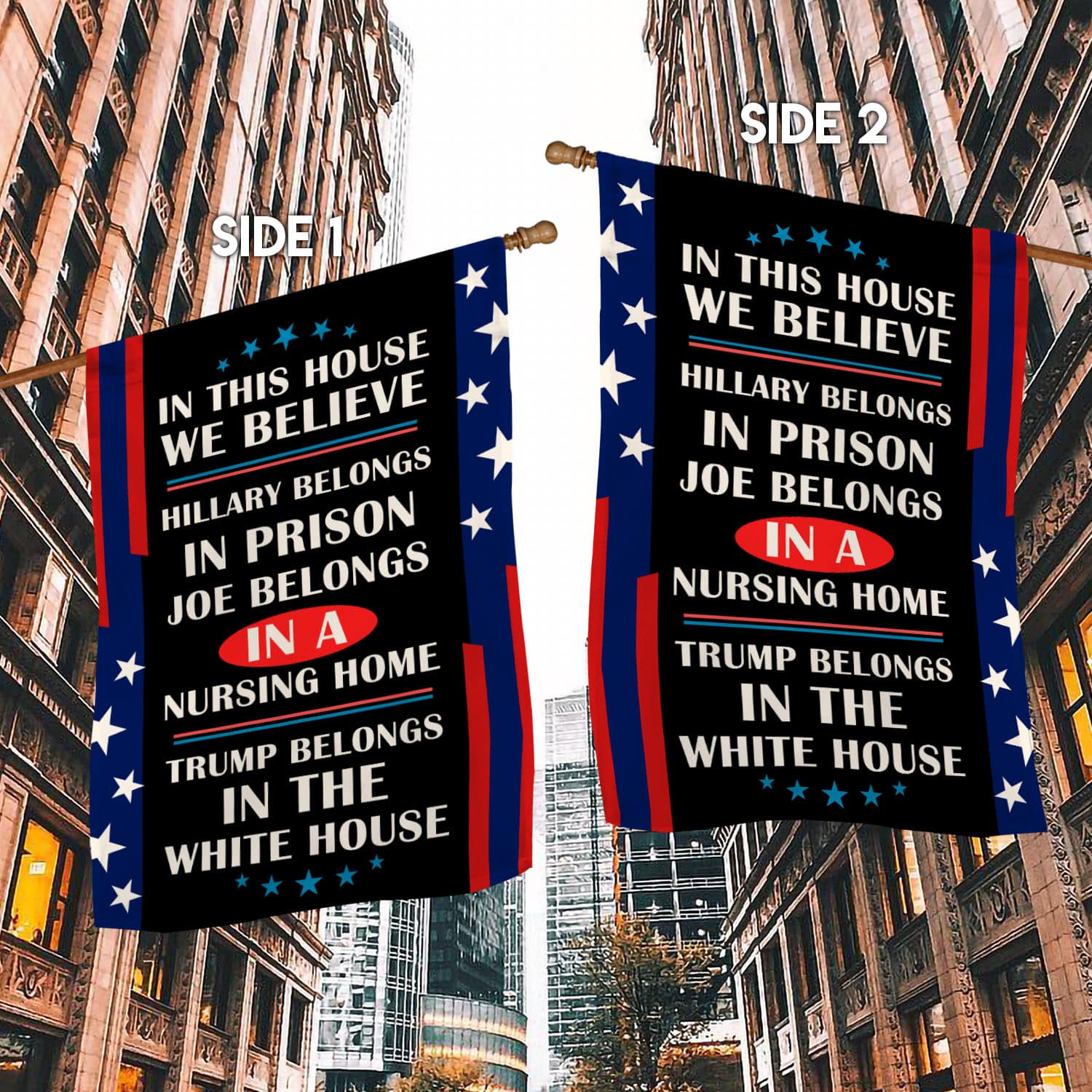 6UT. Belongs In White House1 House Flag Mockup 2 Side-1