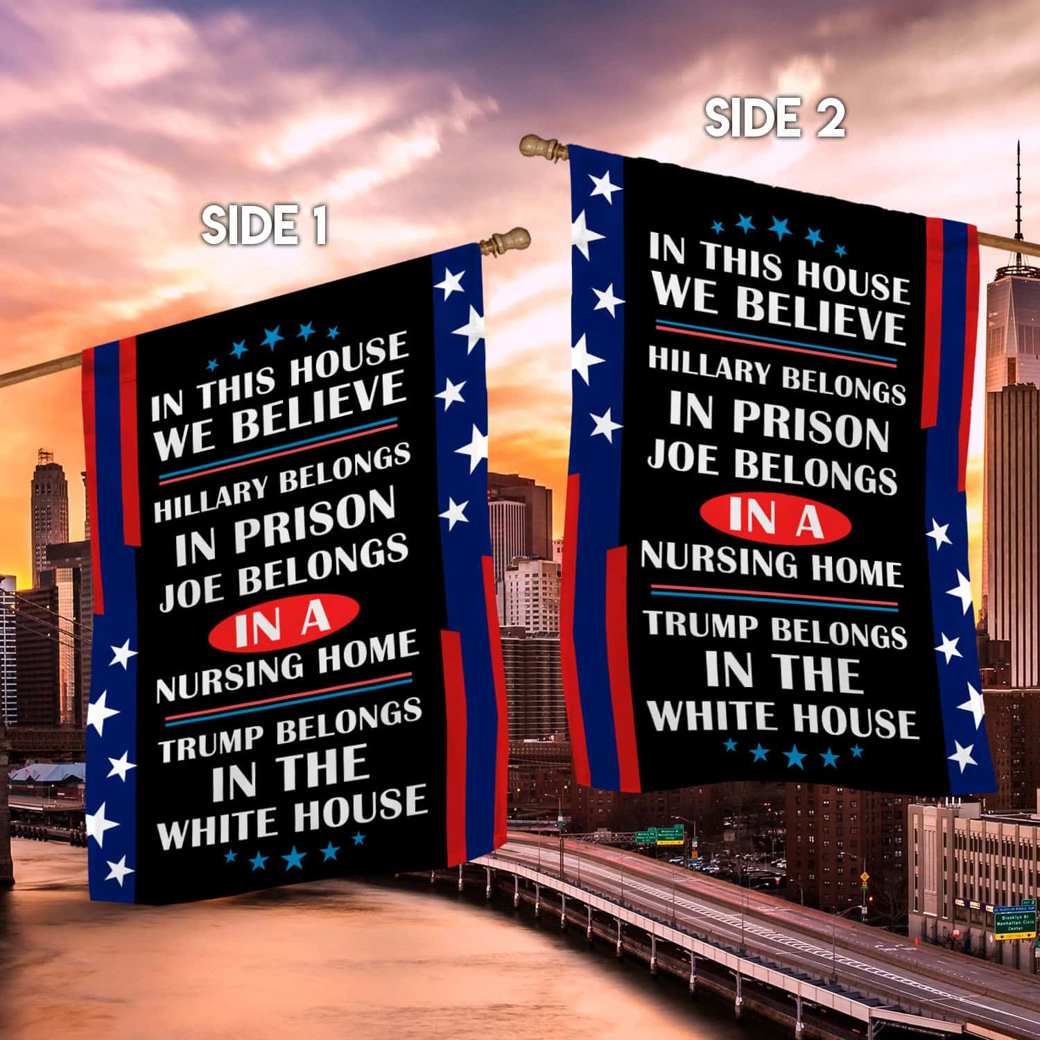 6UT. Belongs In White House1 House Flag Mockup 2 Side-2