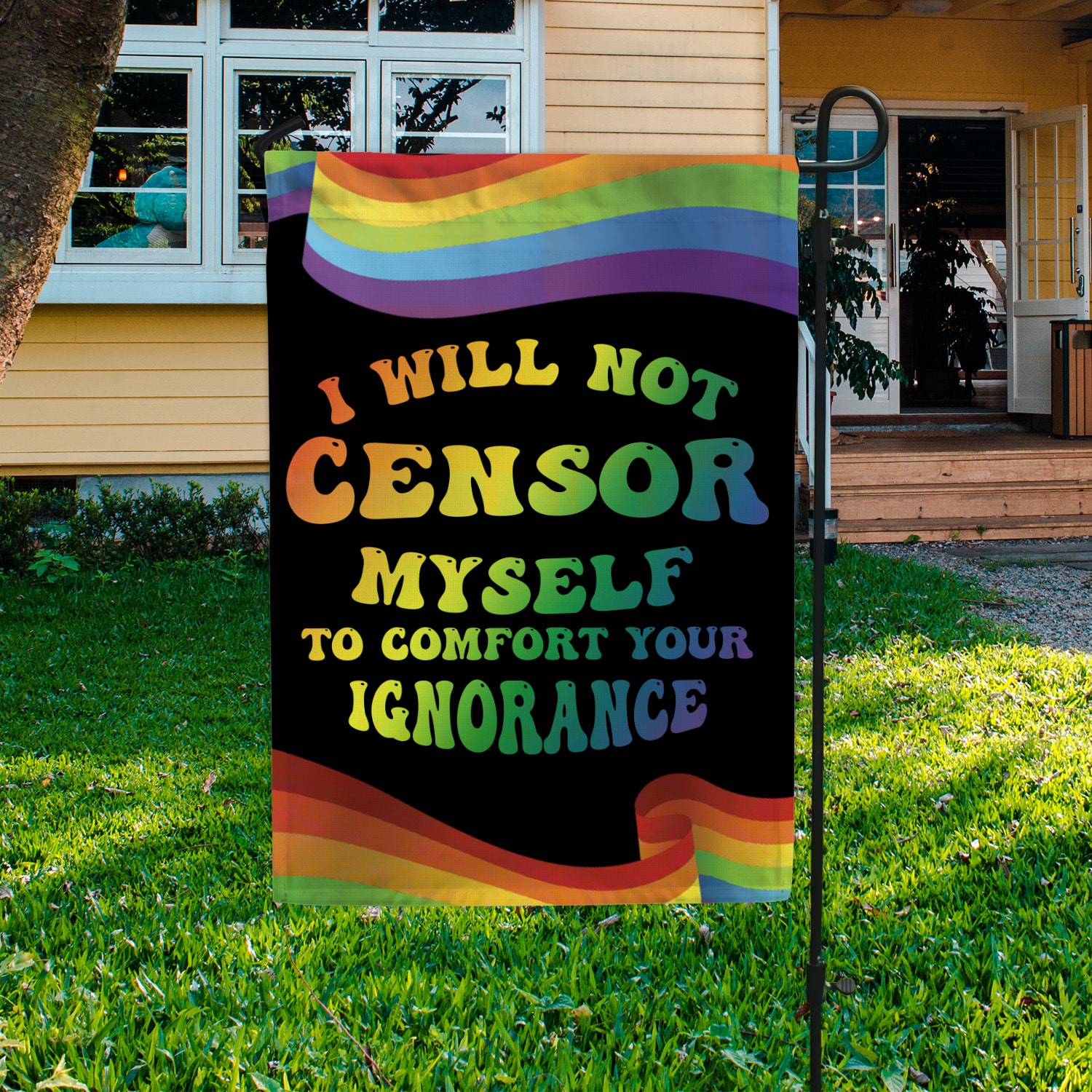 3HP. Censor Myself (6) Garden Flag Mockup 3