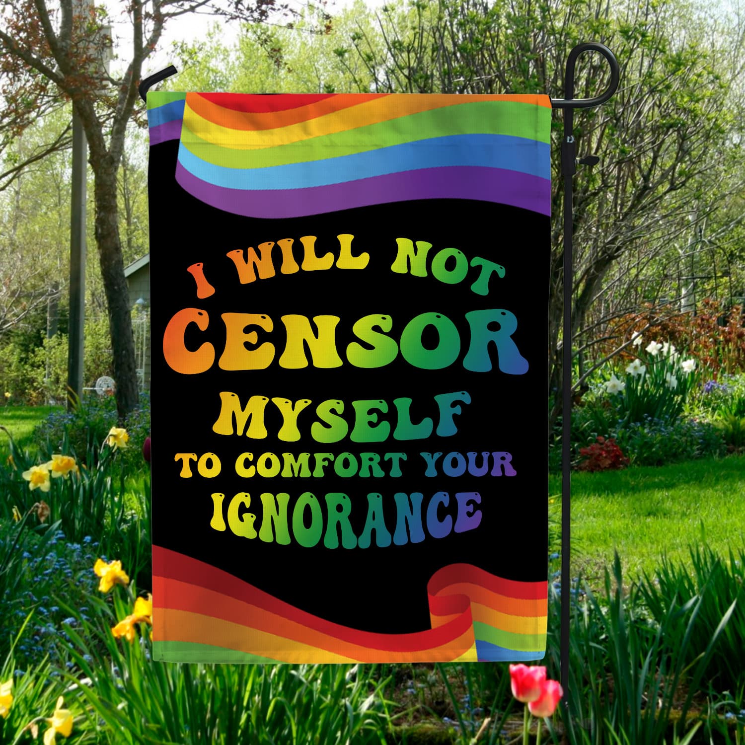 3HP. Censor Myself (6) Garden Flag Mockup 5
