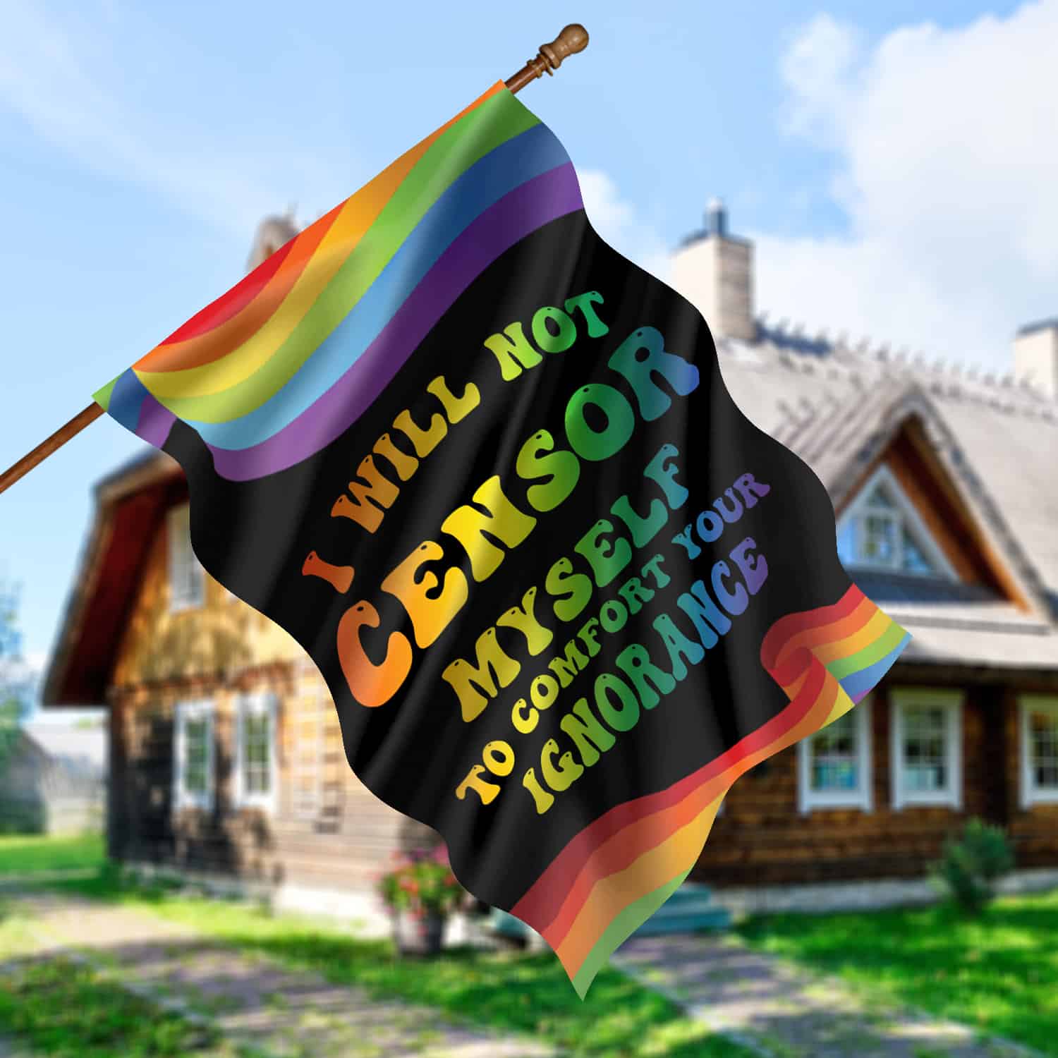 3HP. Censor Myself (6) House Flag Mockup 5