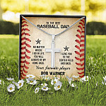 Personalized To The Best Baseball Dad Cross Pendant Necklace - Funny Gift For Baseball Dad