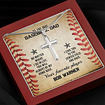 Personalized To The Best Baseball Dad Cross Pendant Necklace - Funny Gift For Baseball Dad