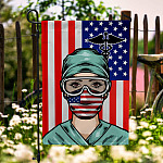 Nurse American Flag Caduceus Garden Flag - Nurse Hero House Flag - Wall Flag