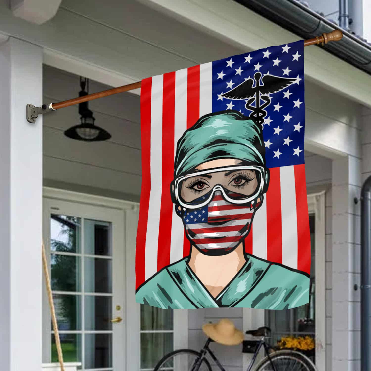 30 HG UU TIEN. Nurse American 1 House Flag Mockup 1