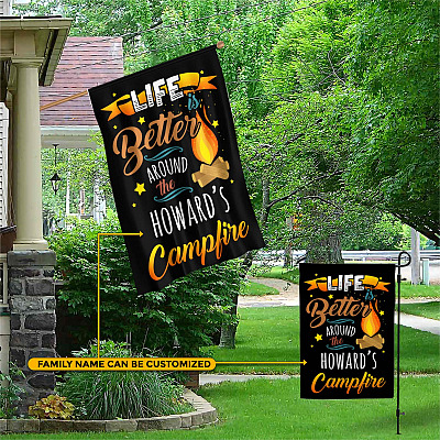 Alternative view of Personalized Camping Gift Ideas Life Is Better Around the Campfire Garden Flag
