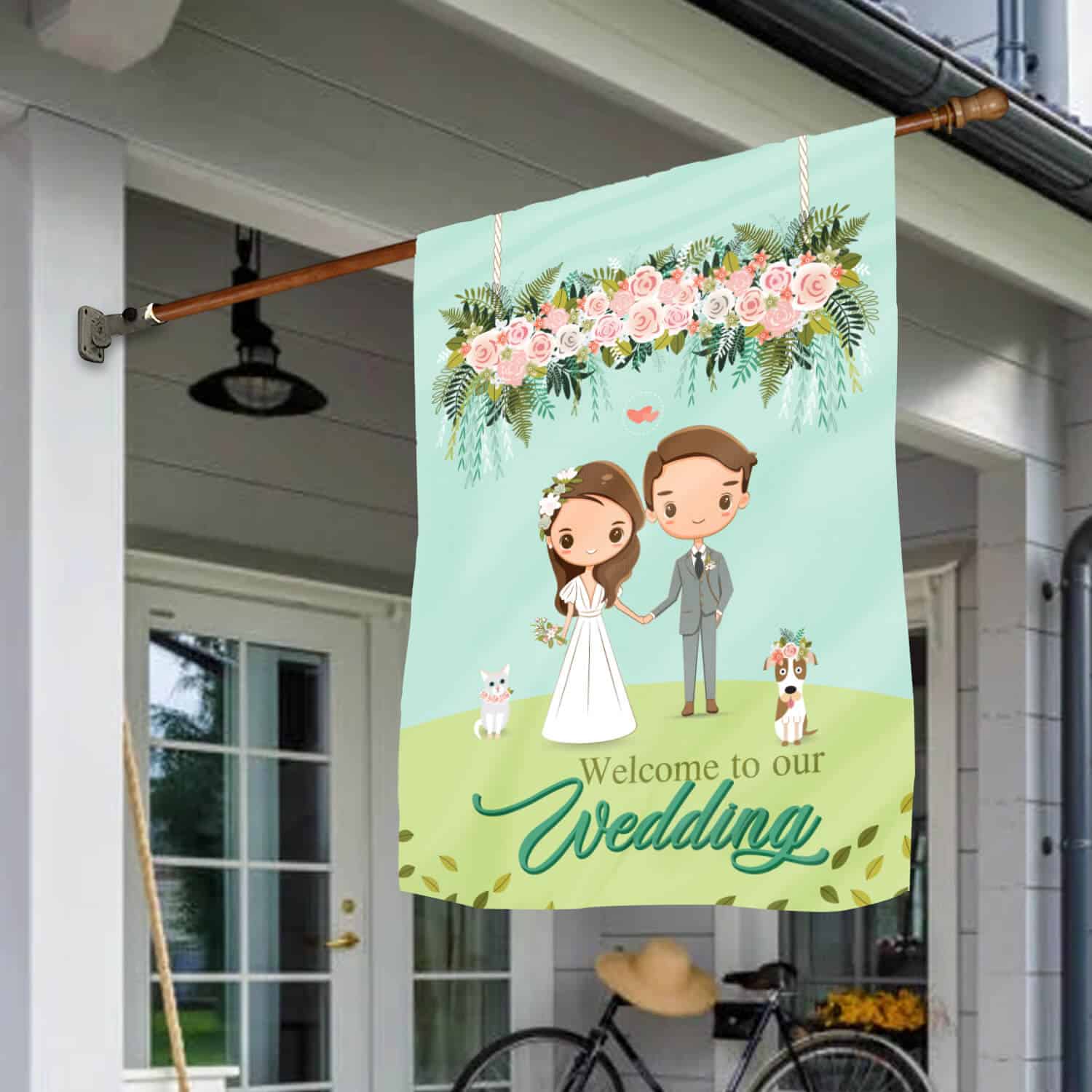 1HV. Wedding Flag(4) House Flag Mockup 1
