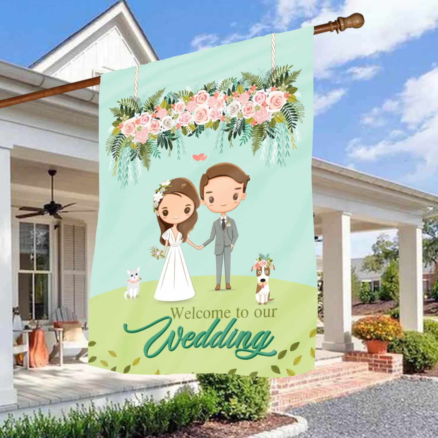 1HV. Wedding Flag(4) House Flag Mockup 3