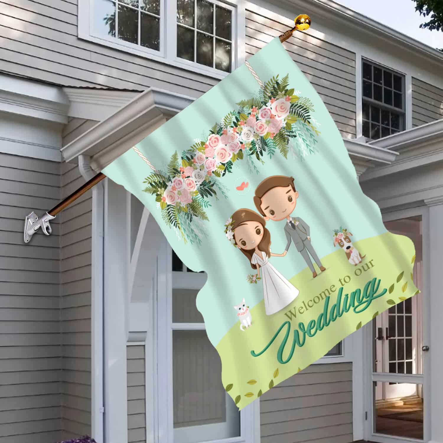 1HV. Wedding Flag(4) House Flag Mockup 6