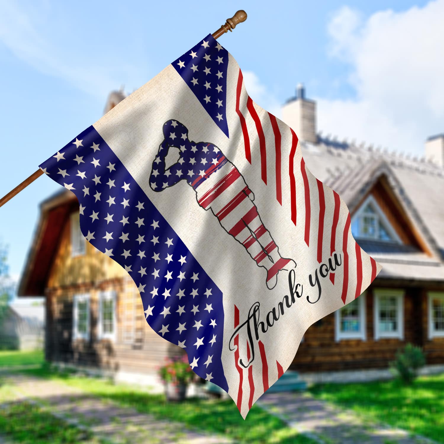 6KNG. Thank you House Flag Mockup 5