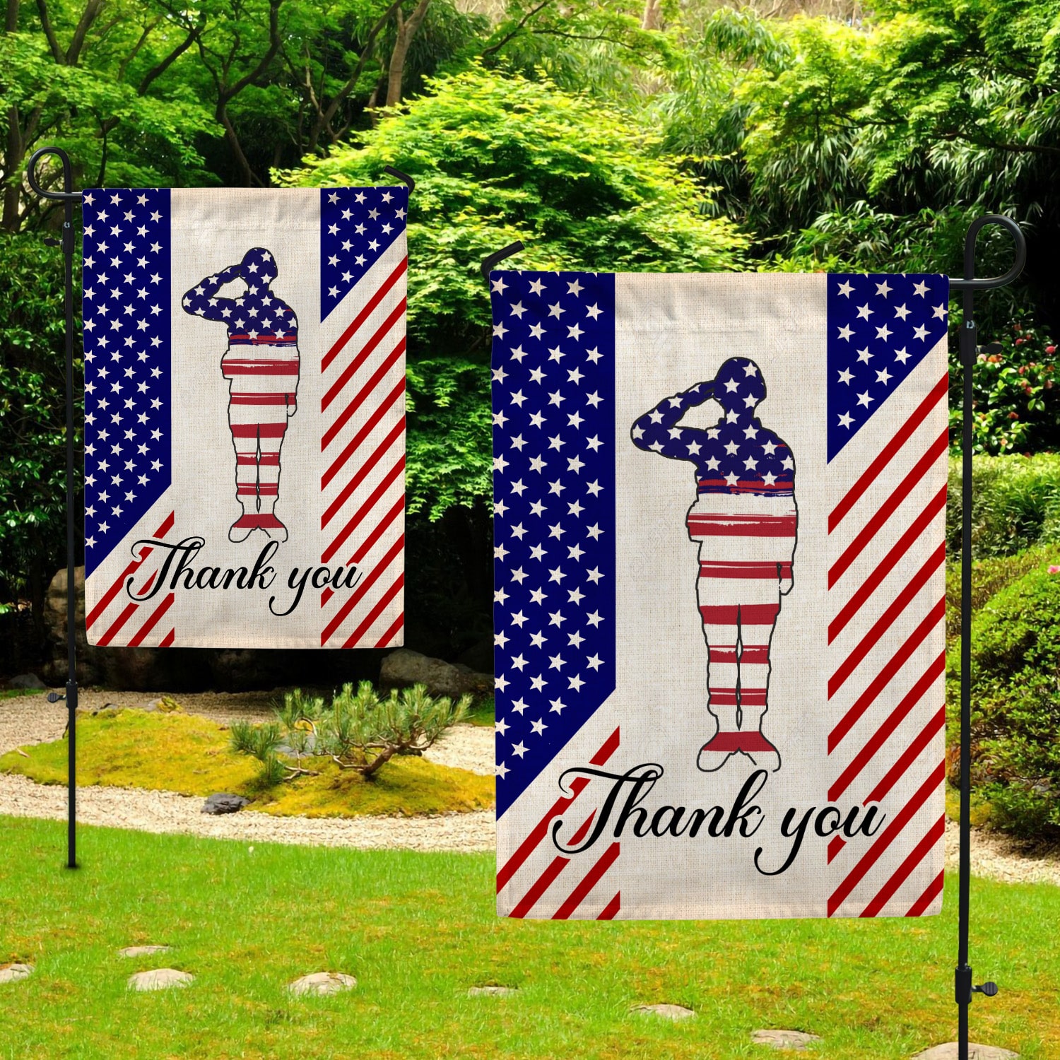 6KNG. Thank you Garden Flag Mockup 2 Side