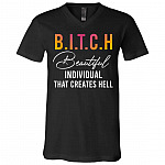 bitch t, Black, V-Neck T-Shirt