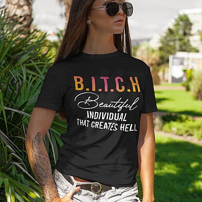 Alternative view of B.I.T.C.H Beautiful Individual That Creates Hell T-Shirt - V-Neck Shirt