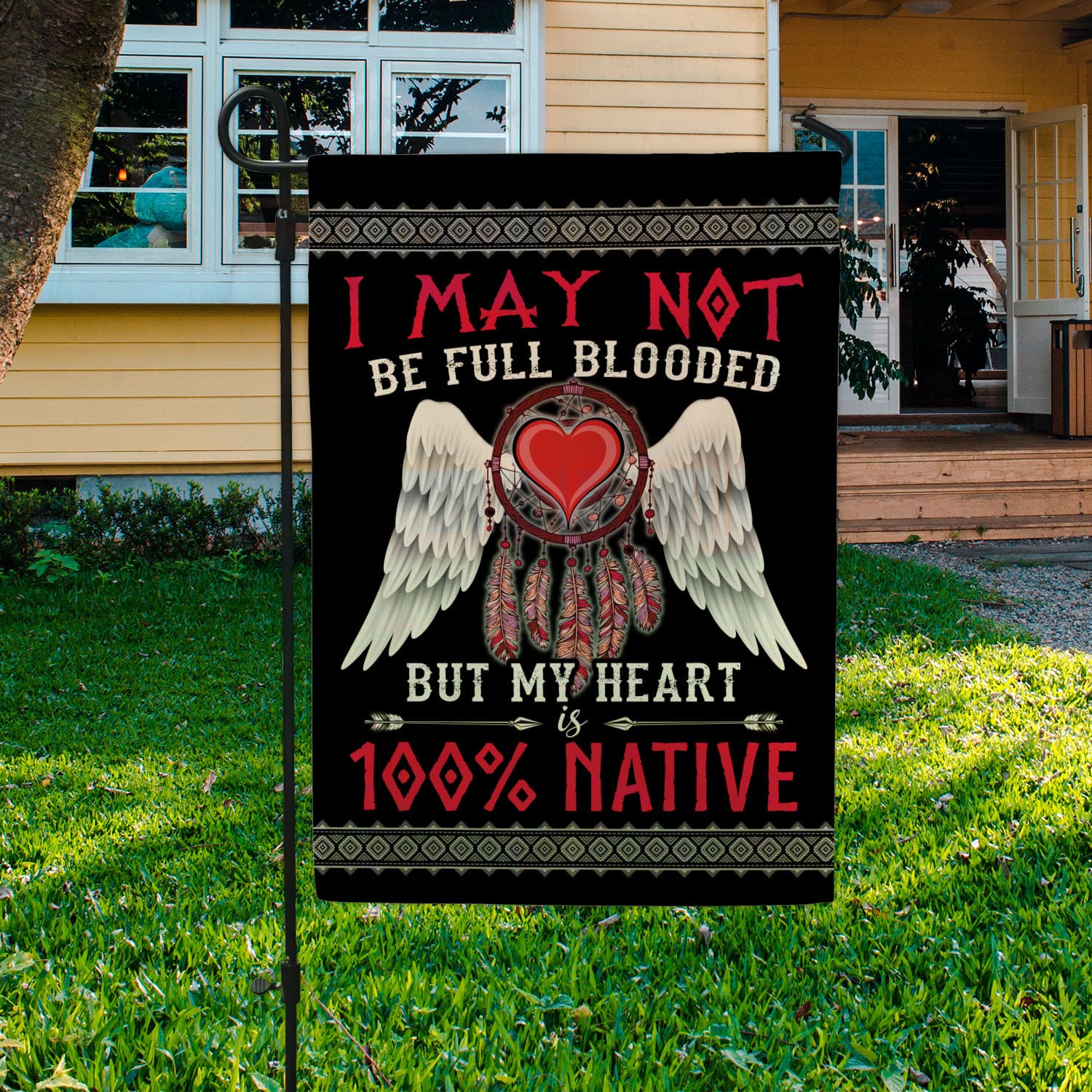 1UT. My Heart 100 Native (5) Garden Flag Mockup 3