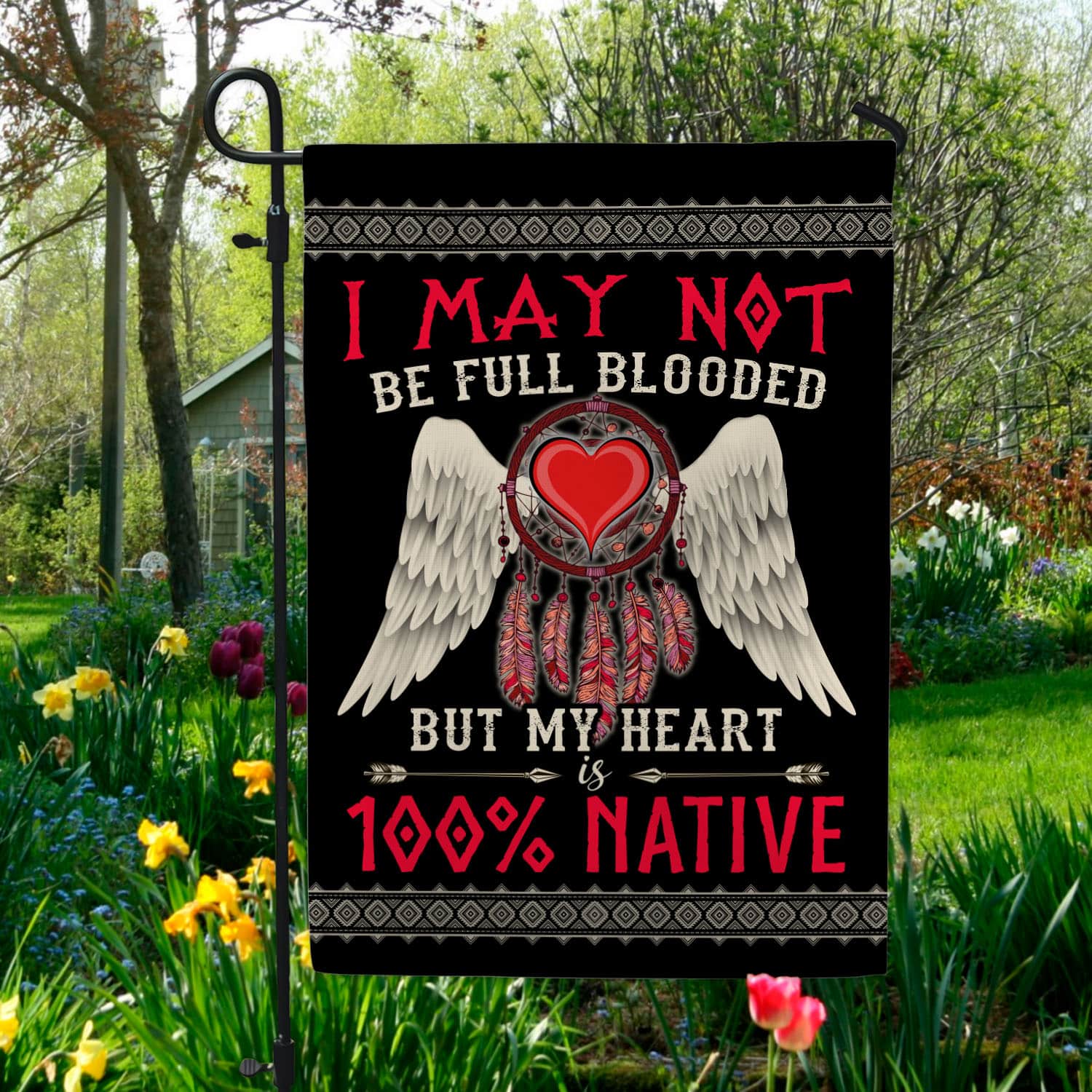 1UT. My Heart 100 Native (5) Garden Flag Mockup 5