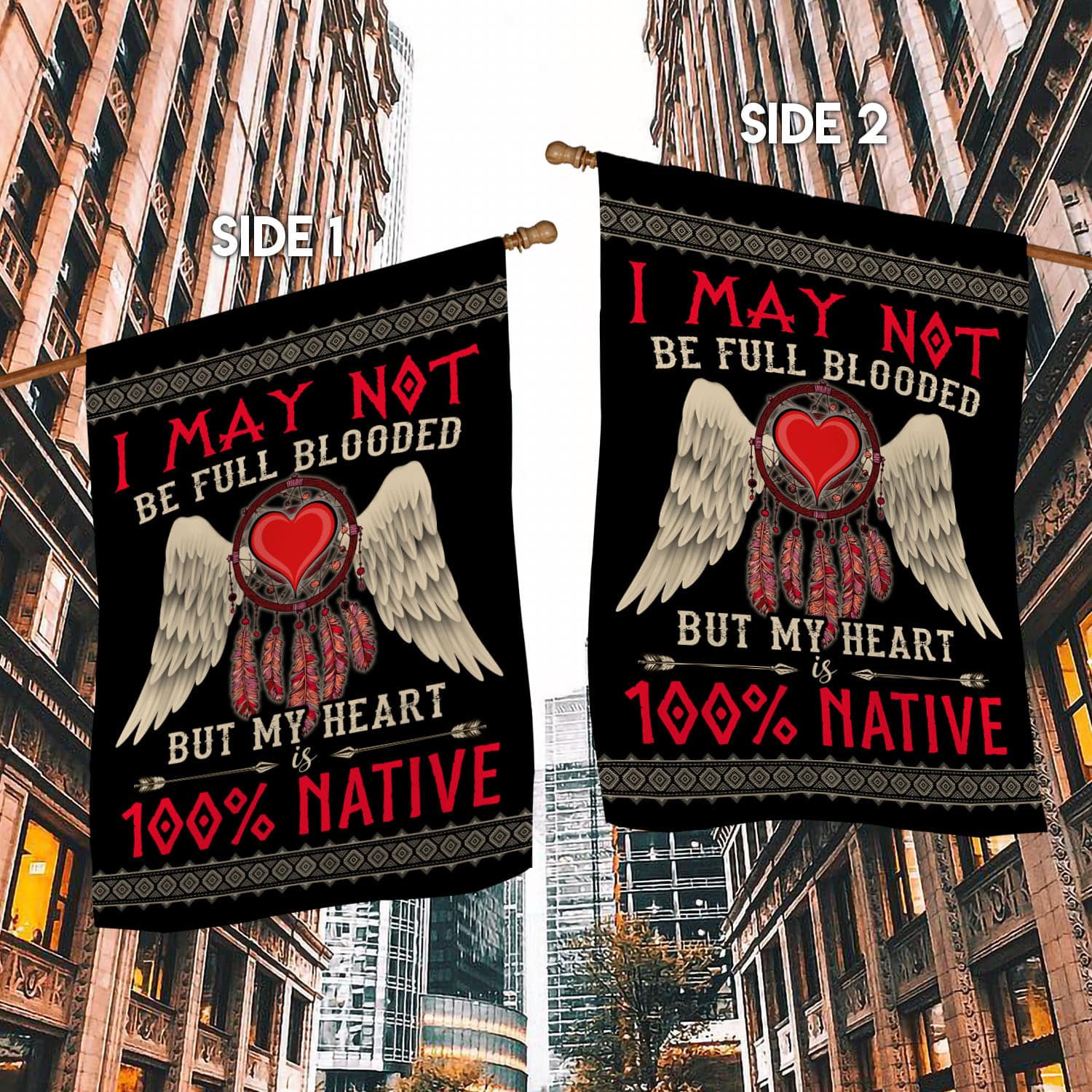 1UT. My Heart 100 Native (5) House Flag Mockup 2 Side-1